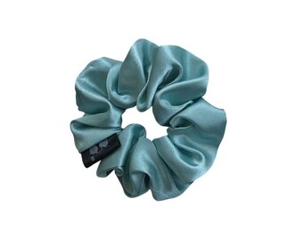 Piccolo elastico per capelli in raso, blu Hawaii, fatto a mano