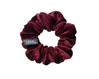 Petite Merlot Velvet Scrunchie, elastico per capelli rosso scuro fatto a mano