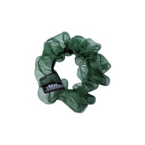 PETITE Emerald Peppermint Organza Scrunchies // Wreath green hair accessories, Mini handmade christmas tree hair tie, Holiday gift for her