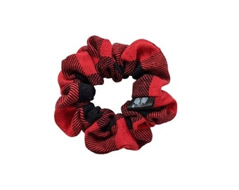 Elastico per capelli in cotone a quadri piccoli, rosso e nero