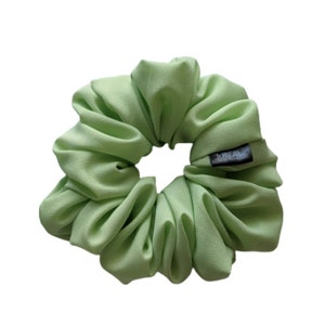 GRANDE Key Lime Chiffon Scrunchies // Light green hair accessories, Oversized XXL handmade hair tie, Jumbo soft light gift for her