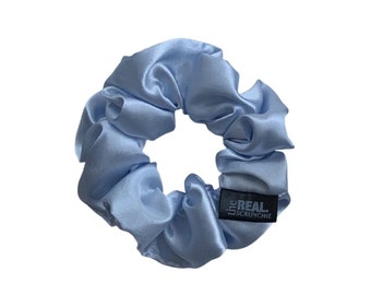 Piccolo elastico per capelli in raso blu ghiaccio, elastico per capelli fatto a mano