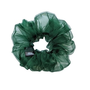 GRANDE Emerald Peppermint Organza Scrunchies // Wreath green hair accessories, Oversized XXL handmade christmas tree hair tie, Gift for her