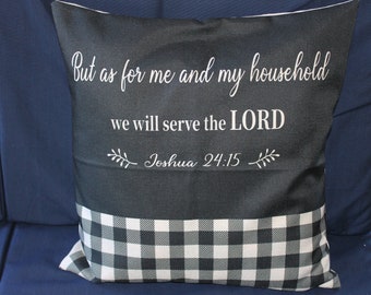 Farm House Linen Pillow Cover - Home Decor - Farmhouse Throw Pillow Cover  –  Black and White Plaid Pillow Cover - Cottagecore