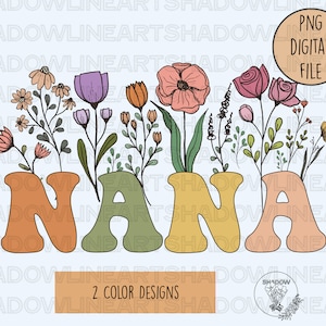 Nana Png • Floral Nana Png For Sublimation • Instant Download
