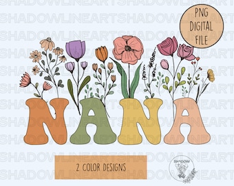Nana Png • Floral Nana Png For Sublimation • Instant Download