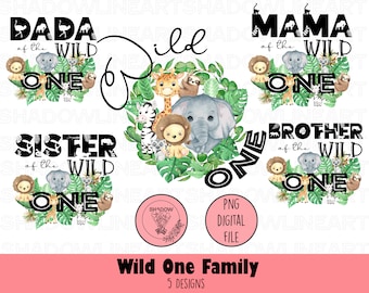 Wild One PNG, Wild One Family Png Bundle, Jungle Party Bundle, 1st Birthday Png, One Birthday Png, Wild Mom Png, Wild Dad Png
