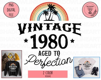 Vintage 1980 Png, Vintage 1980s, Aged to Perfection Png, 42nd Birthday Png, Digital Download