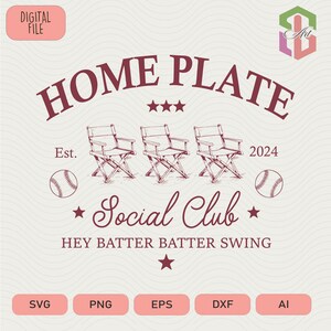 Baseball Mom SVG: Home Plate Social Club Design (Digital Download)