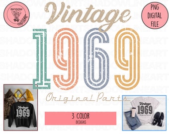 1969 Birthday, 53rd Birthday, Born in 1969, B Day Gifts, Aged to Perfection Png, Retro Vintage Png, Digital Download