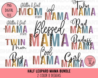 Half Leopard Mama PNG Bundle • Mom Cheetah PNG for sublimation • Instant Download