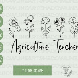 Ag Lehrer Floral SVG: Cricut Cut Datei, Sublimation PNG (digitaler Download)