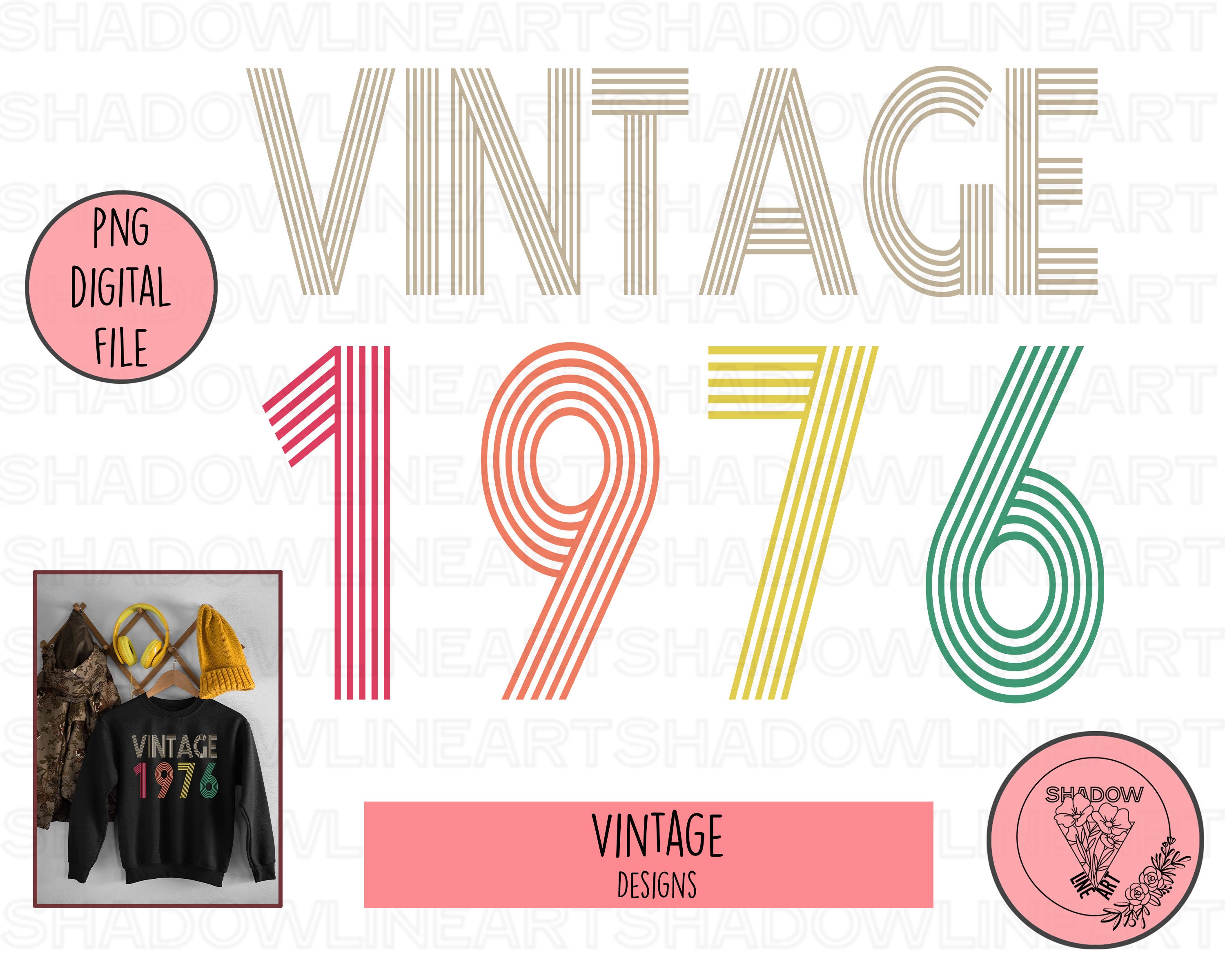Vintage 1976 Png Retro Vintage Png 46th Birthday Png | Etsy