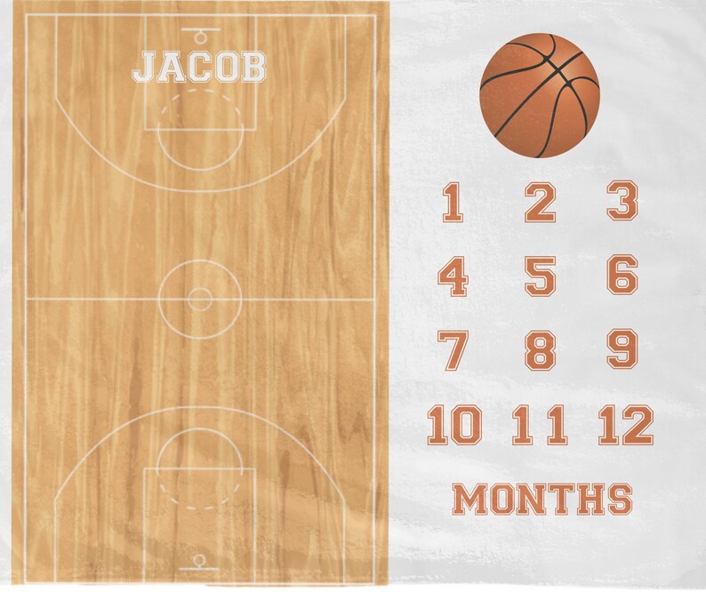 Basketball Milestone Blanket, Baby Shower Gift, Basketball Baby Blanket