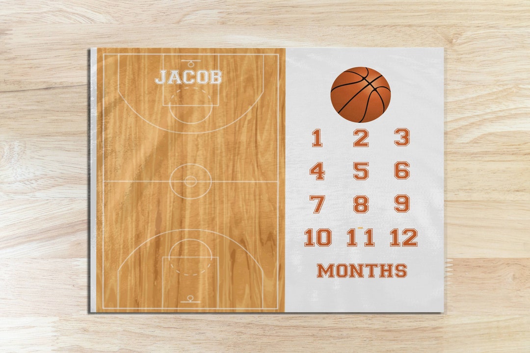 Basketball Milestone Blanket, Baby Shower Gift, Basketball Baby Blanket