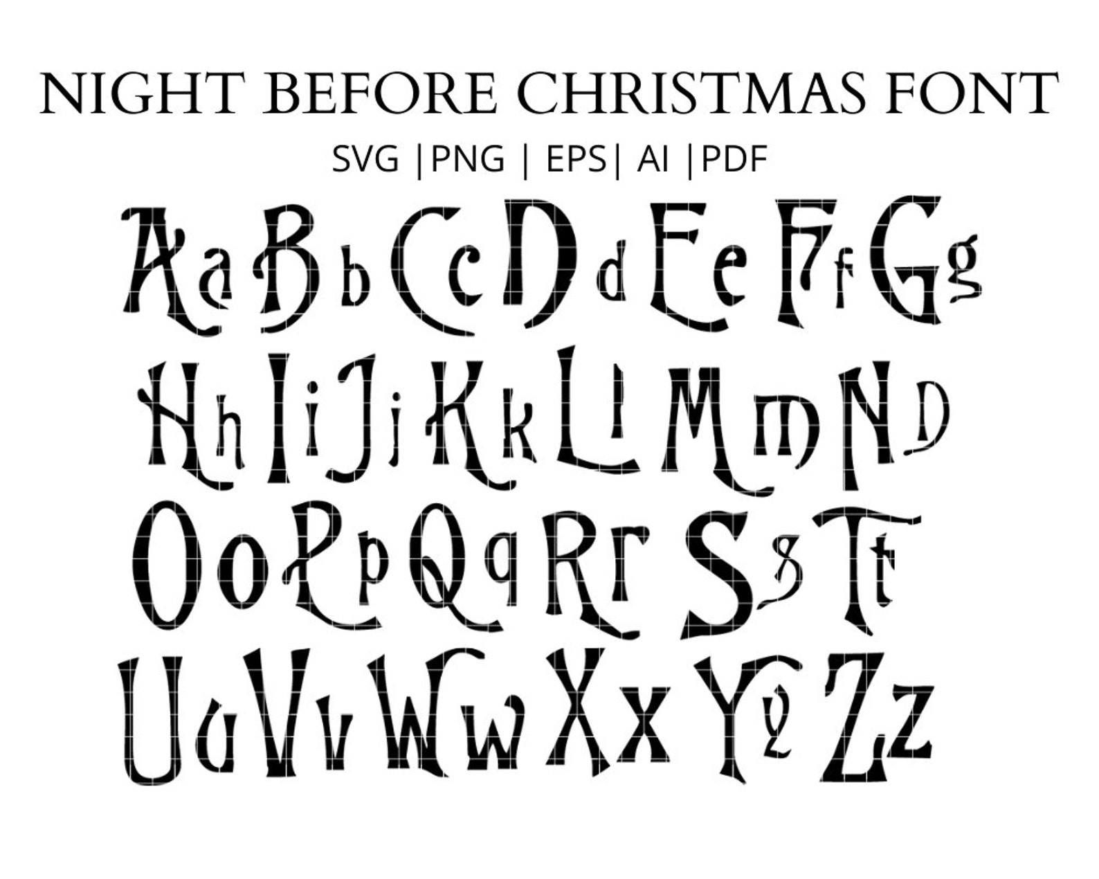 Nightmare Before Christmas Font Easy Font Upload Easy Use Dxf, Eps, Svg, Png Halloween