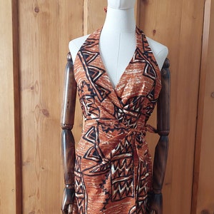 70s Hawaiian wrap sarong halter dress size small