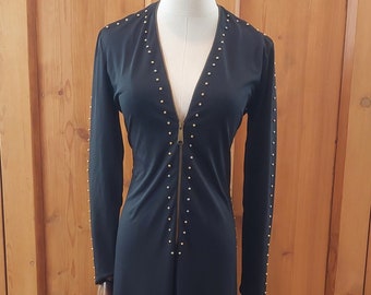 60s 70s gold studded harem black jumpsuit