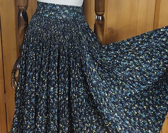 50s micro pleated floral printed circle skirt