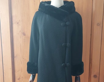 60s saks fifth ave mink wool black coat size med