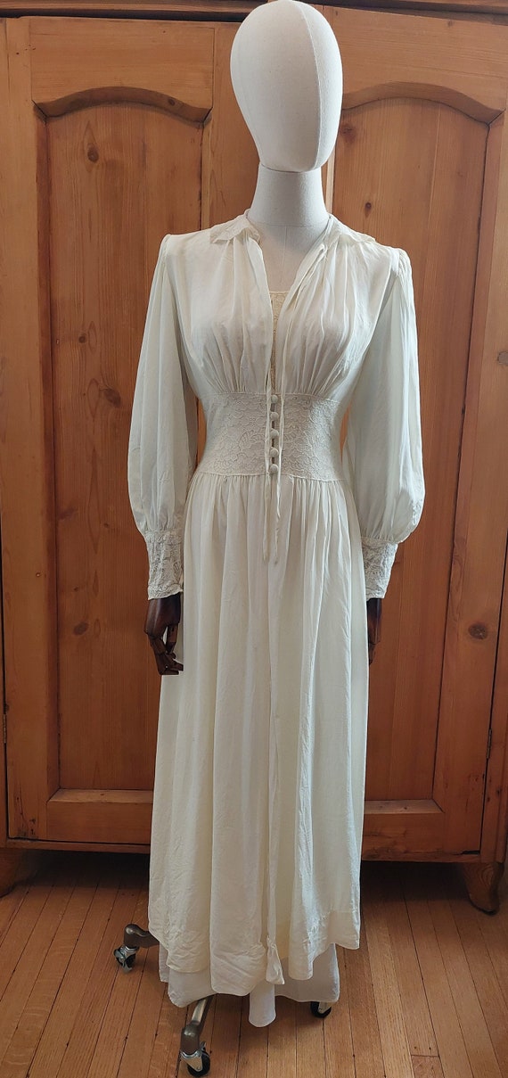 40s peignoir loungewear set bridal wedding ivory