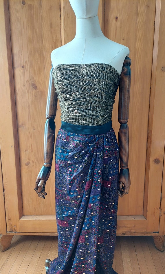 80s bohemian sarong dress metallic VOLUP - image 10