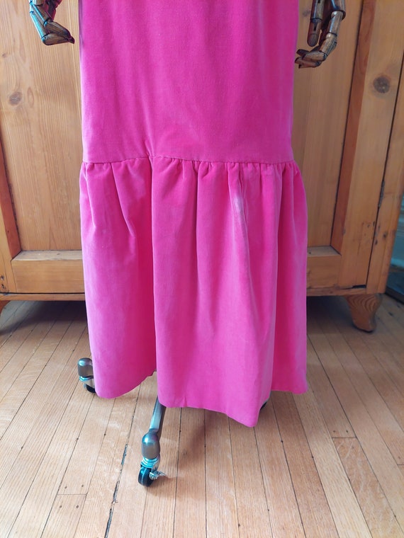 50s 60s pink velvet beaded baricore long dress - image 4