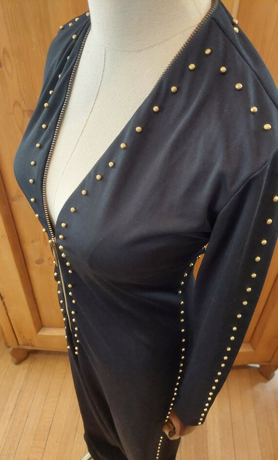 60s 70s gold studded harem black jumpsuit - image 7