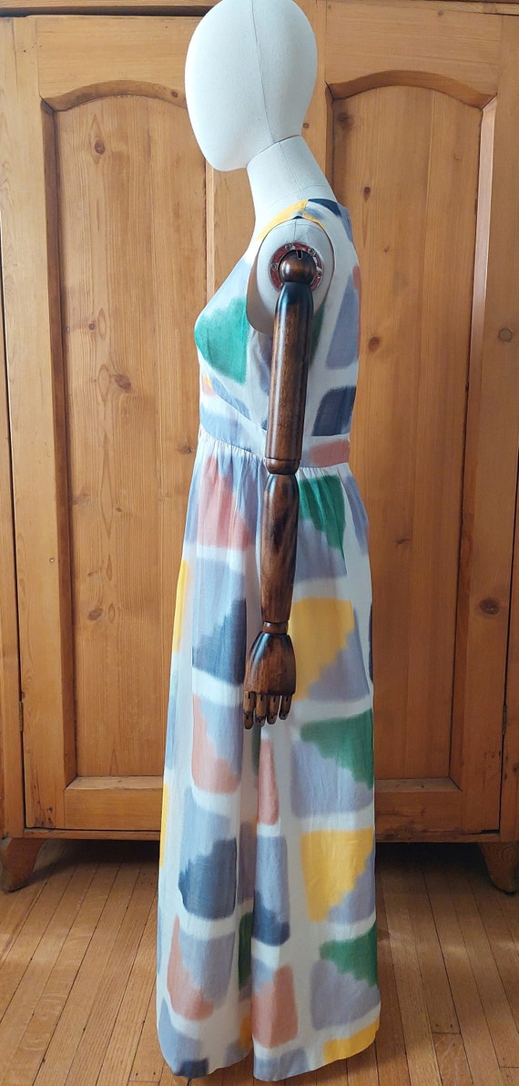 70s watercolor silk chiffon dress size med - image 6