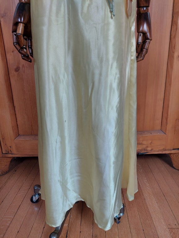 30s yellow satin bias cut long dress gown - image 5