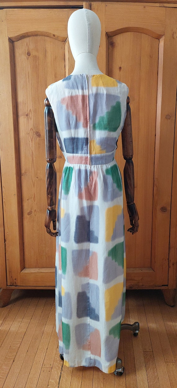 70s watercolor silk chiffon dress size med - image 5