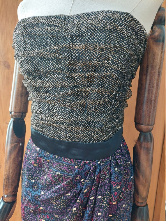 80s bohemian sarong dress metallic VOLUP - image 9