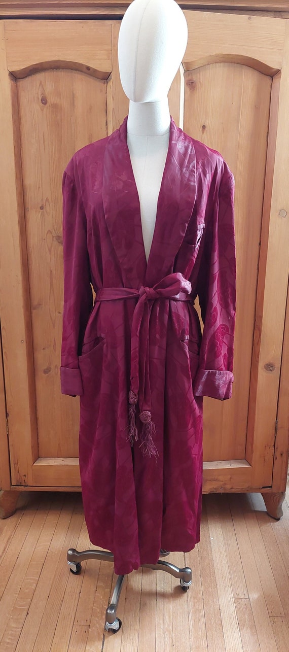 40s men's burgundy painters palate robe dressing g