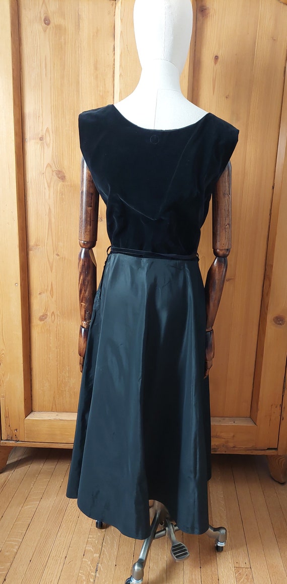 50s film nior velvet rhinestone taffeta dress siz… - image 4