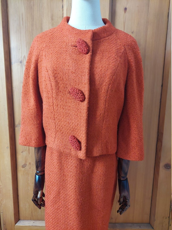 60s Lilli Ann rust orange skirt suit set size med… - image 9