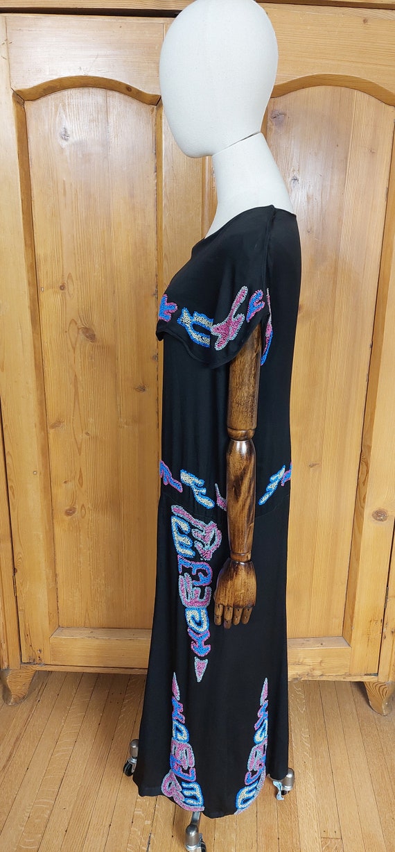20s VOLUP long silk beaded dress art deco gown - image 3