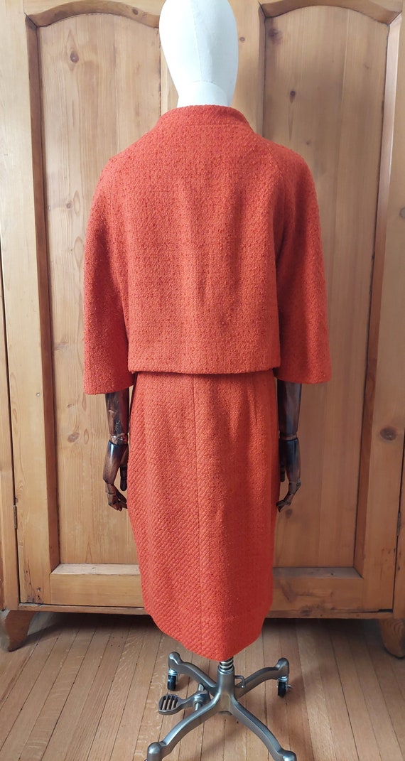 60s Lilli Ann rust orange skirt suit set size med… - image 5