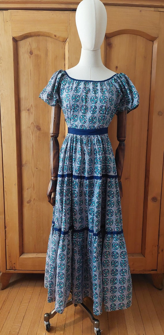 40s prairie western style printed cotton dress siz