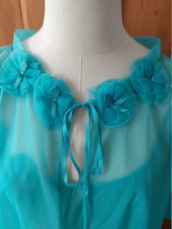 50s vanity fair baby blue with rhinestone and flo… - image 9