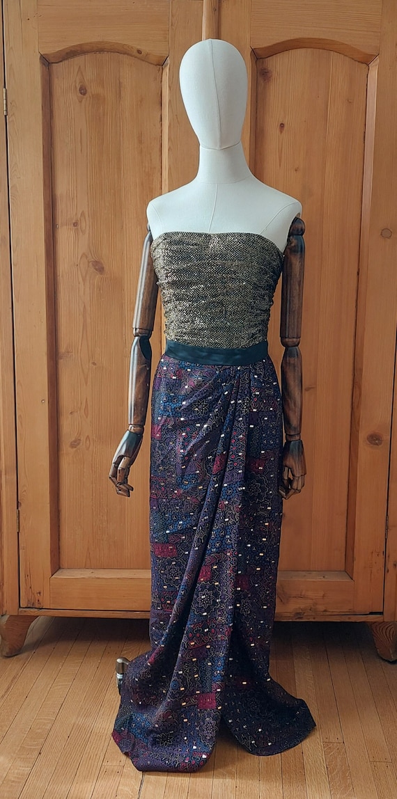 80s bohemian sarong dress metallic VOLUP - image 1