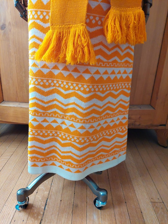 70s Sant Angelo knit rare orange cream skirt - image 6