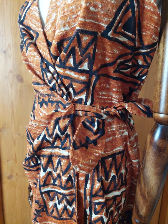 70s Hawaiian wrap sarong halter dress size small - image 5