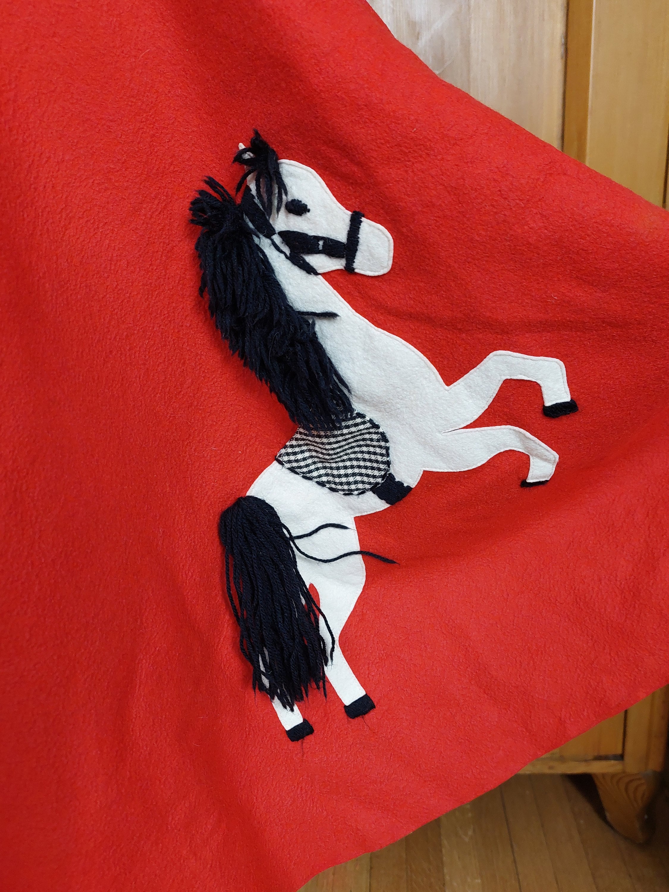 50s Red Felt Circle Skirt Novelty Horse Applique Rare Etsy