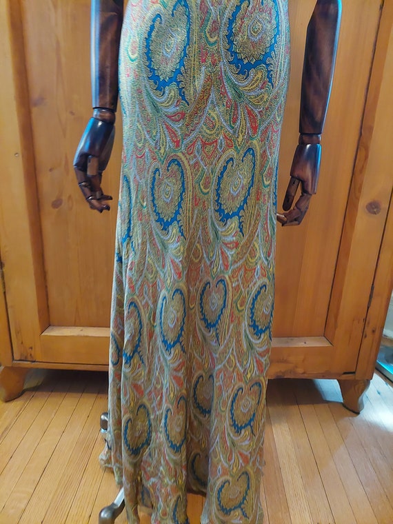 30s gold paisley bias cut gown - image 8