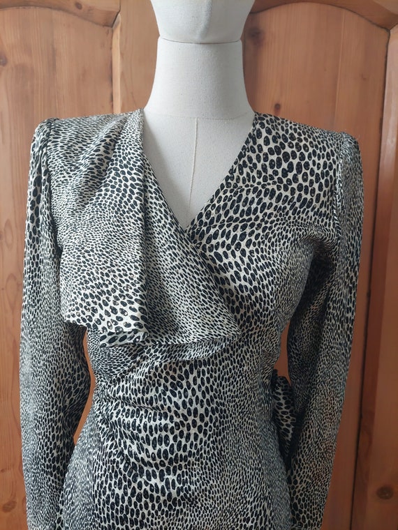 80s Ungaro paris silk metallic wrap dress size sm… - image 8