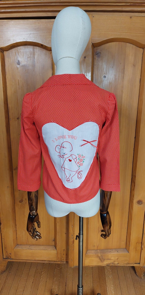 60s red I love you novelty blouse valentines mouse