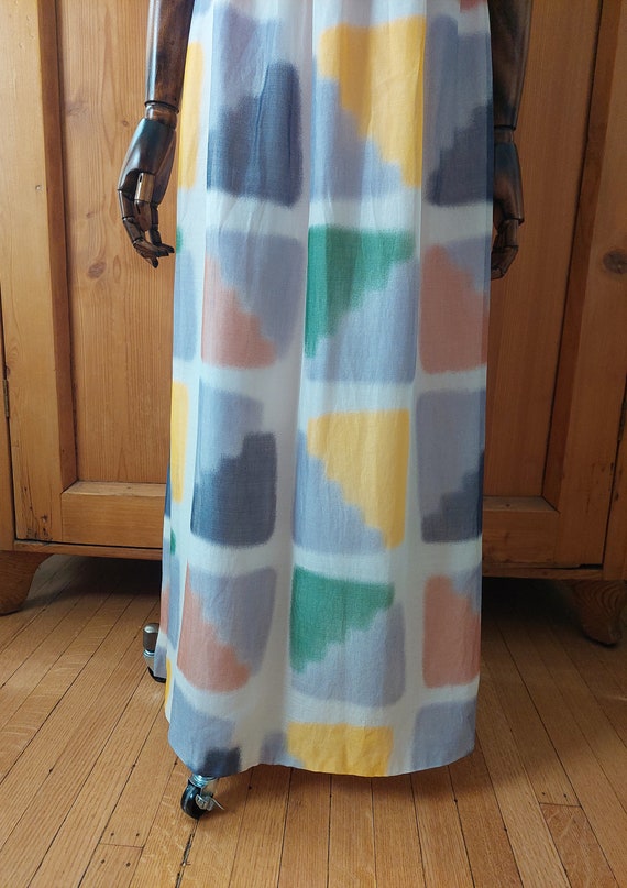 70s watercolor silk chiffon dress size med - image 8