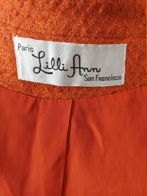 60s Lilli Ann rust orange skirt suit set size med… - image 3