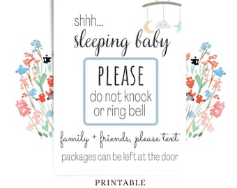 Printable Baby Sleeping Sign Rainbow | Etsy