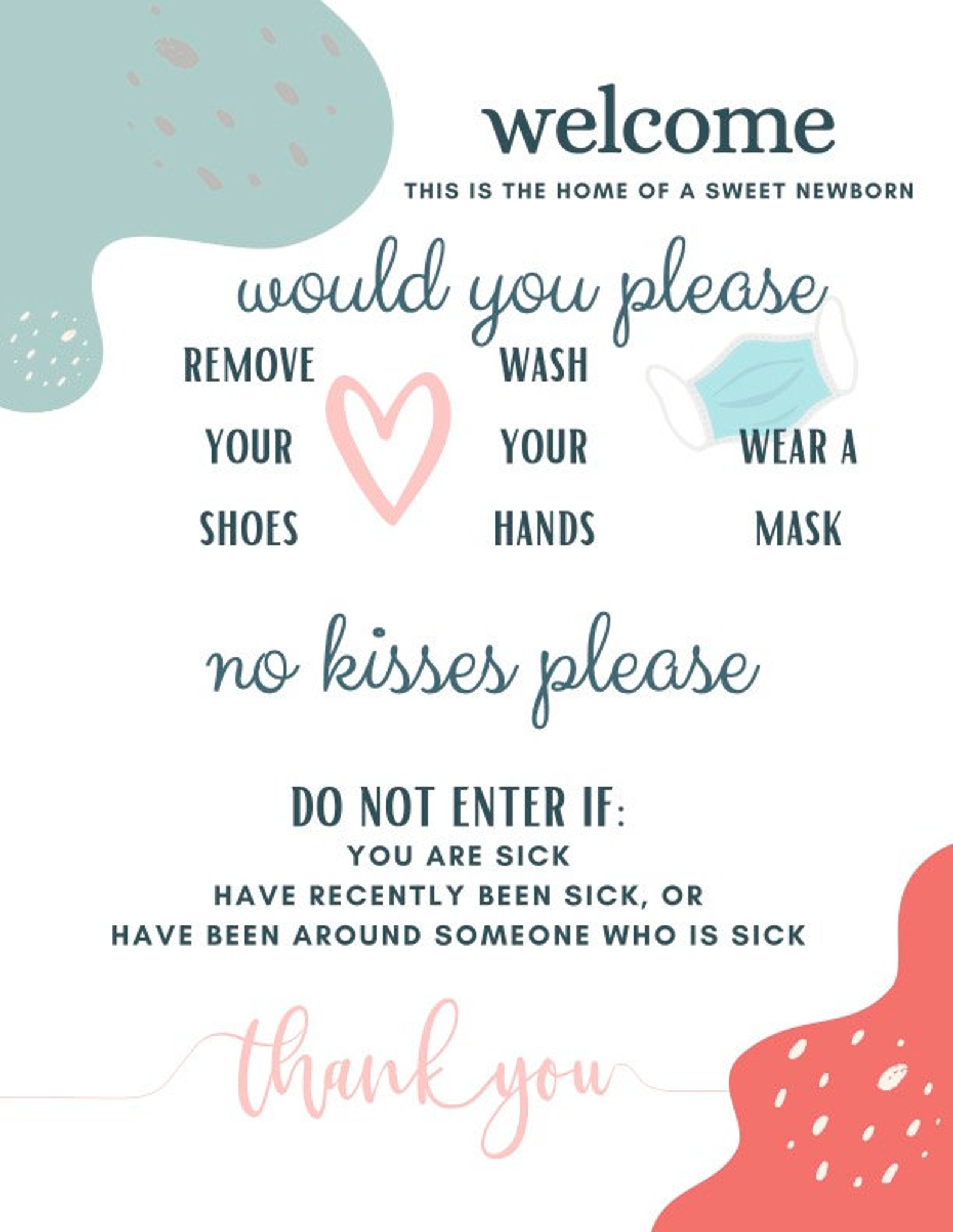 Printable Visiting Baby Rules Sign Etsy